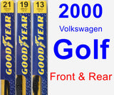 Front & Rear Wiper Blade Pack for 2000 Volkswagen Golf - Premium