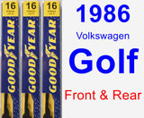 Front & Rear Wiper Blade Pack for 1986 Volkswagen Golf - Premium