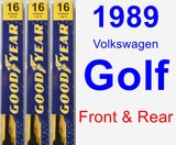 Front & Rear Wiper Blade Pack for 1989 Volkswagen Golf - Premium