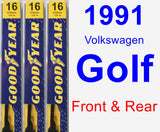 Front & Rear Wiper Blade Pack for 1991 Volkswagen Golf - Premium