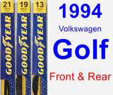 Front & Rear Wiper Blade Pack for 1994 Volkswagen Golf - Premium