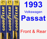 Front & Rear Wiper Blade Pack for 1993 Volkswagen Passat - Premium