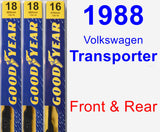 Front & Rear Wiper Blade Pack for 1988 Volkswagen Transporter - Premium