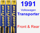 Front & Rear Wiper Blade Pack for 1991 Volkswagen Transporter - Premium