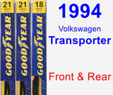 Front & Rear Wiper Blade Pack for 1994 Volkswagen Transporter - Premium