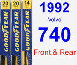 Front & Rear Wiper Blade Pack for 1992 Volvo 740 - Premium