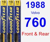 Front & Rear Wiper Blade Pack for 1988 Volvo 760 - Premium