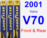 Front & Rear Wiper Blade Pack for 2001 Volvo V70 - Premium