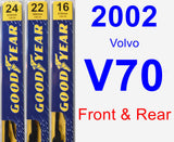 Front & Rear Wiper Blade Pack for 2002 Volvo V70 - Premium