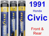 Front & Rear Wiper Blade Pack for 1991 Honda Civic - Assurance