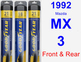 Front & Rear Wiper Blade Pack for 1992 Mazda MX-3 - Assurance
