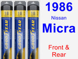 Front & Rear Wiper Blade Pack for 1986 Nissan Micra - Assurance