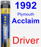 Driver Wiper Blade for 1992 Plymouth Acclaim - Assurance