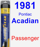 Passenger Wiper Blade for 1981 Pontiac Acadian - Assurance