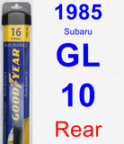 Rear Wiper Blade for 1985 Subaru GL-10 - Assurance