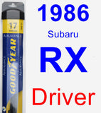 Driver Wiper Blade for 1986 Subaru RX - Assurance