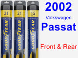 Front & Rear Wiper Blade Pack for 2002 Volkswagen Passat - Assurance