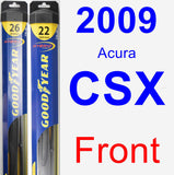 Front Wiper Blade Pack for 2009 Acura CSX - Hybrid