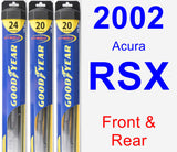 Front & Rear Wiper Blade Pack for 2002 Acura RSX - Hybrid