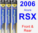 Front & Rear Wiper Blade Pack for 2006 Acura RSX - Hybrid