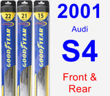 Front & Rear Wiper Blade Pack for 2001 Audi S4 - Hybrid