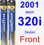 Front Wiper Blade Pack for 2001 BMW 320i - Hybrid