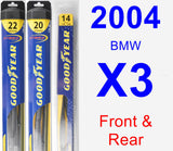 Front & Rear Wiper Blade Pack for 2004 BMW X3 - Hybrid