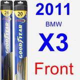 Front Wiper Blade Pack for 2011 BMW X3 - Hybrid