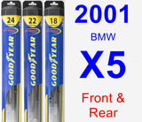 Front & Rear Wiper Blade Pack for 2001 BMW X5 - Hybrid