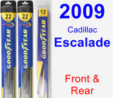 Front & Rear Wiper Blade Pack for 2009 Cadillac Escalade - Hybrid