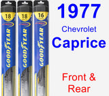 Front & Rear Wiper Blade Pack for 1977 Chevrolet Caprice - Hybrid