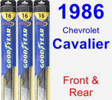 Front & Rear Wiper Blade Pack for 1986 Chevrolet Cavalier - Hybrid