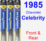 Front & Rear Wiper Blade Pack for 1985 Chevrolet Celebrity - Hybrid