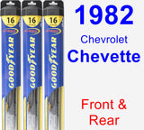 Front & Rear Wiper Blade Pack for 1982 Chevrolet Chevette - Hybrid