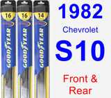 Front & Rear Wiper Blade Pack for 1982 Chevrolet S10 - Hybrid