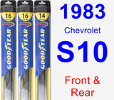 Front & Rear Wiper Blade Pack for 1983 Chevrolet S10 - Hybrid