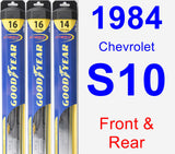 Front & Rear Wiper Blade Pack for 1984 Chevrolet S10 - Hybrid