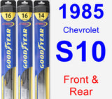 Front & Rear Wiper Blade Pack for 1985 Chevrolet S10 - Hybrid