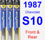 Front & Rear Wiper Blade Pack for 1987 Chevrolet S10 - Hybrid