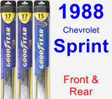Front & Rear Wiper Blade Pack for 1988 Chevrolet Sprint - Hybrid