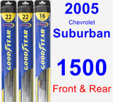 Front & Rear Wiper Blade Pack for 2005 Chevrolet Suburban 1500 - Hybrid