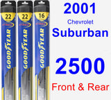 Front & Rear Wiper Blade Pack for 2001 Chevrolet Suburban 2500 - Hybrid