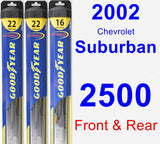 Front & Rear Wiper Blade Pack for 2002 Chevrolet Suburban 2500 - Hybrid