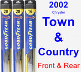 Front & Rear Wiper Blade Pack for 2002 Chrysler Town & Country - Hybrid