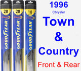 Front & Rear Wiper Blade Pack for 1996 Chrysler Town & Country - Hybrid