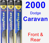 Front & Rear Wiper Blade Pack for 2000 Dodge Caravan - Hybrid