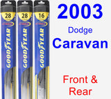 Front & Rear Wiper Blade Pack for 2003 Dodge Caravan - Hybrid
