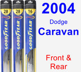 Front & Rear Wiper Blade Pack for 2004 Dodge Caravan - Hybrid