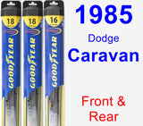 Front & Rear Wiper Blade Pack for 1985 Dodge Caravan - Hybrid