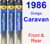 Front & Rear Wiper Blade Pack for 1986 Dodge Caravan - Hybrid